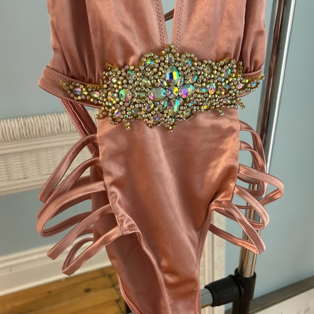Pink Embellished Swimsuit